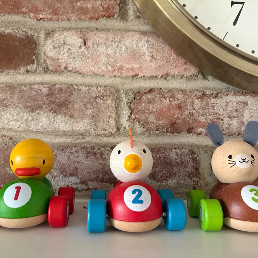 Plan Toys Duck, Chicken, and Bunny Racer Cars